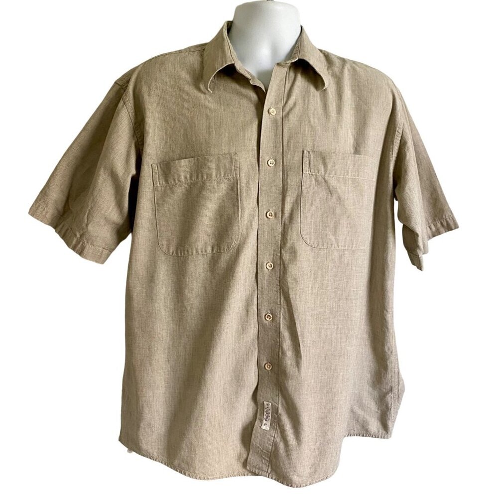 Savane Men's Soft Wash No Wrinkle Short Sleeve Button Up Shirt Cotton Large